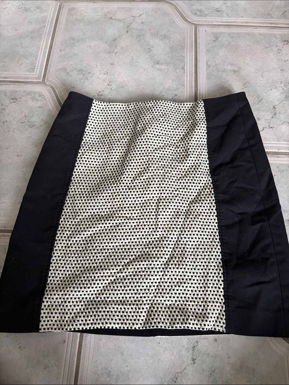 Loft Black & Cream Patterned Panel Skirt
